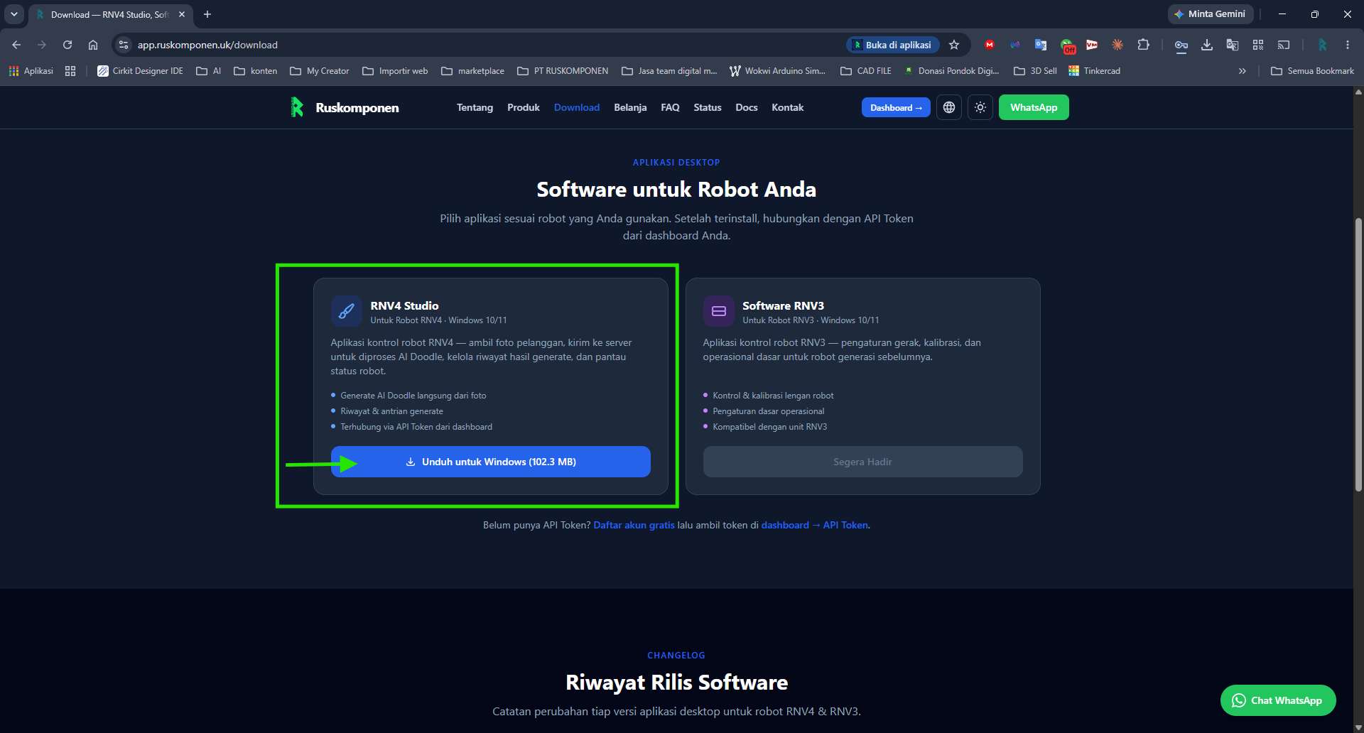 Halaman unduhan RNV4 Studio