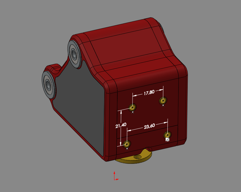 Tampak 3D dudukan gripper di ujung lengan robot